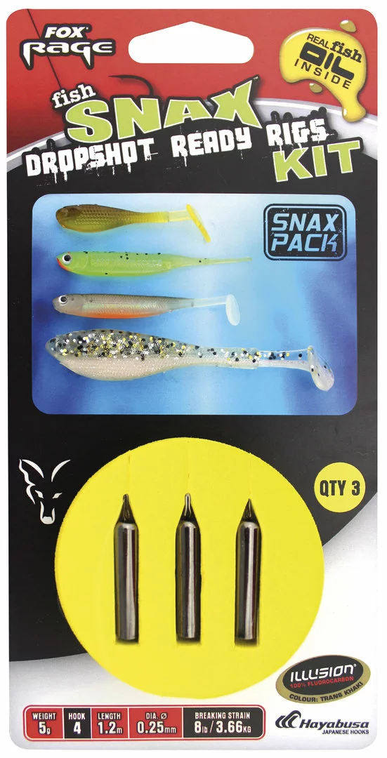 Fox Rage Dropshot Snax Ready Rigs Kit #2 3 Fox Rage Dropshot Snax Ready Rigs Kit #2
