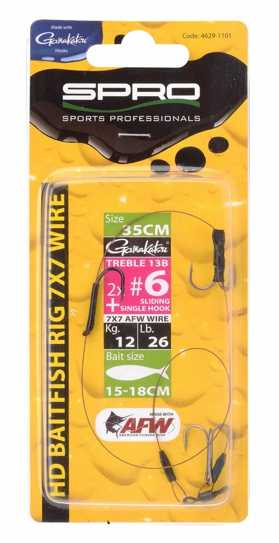 Spro HD Baitfish Rig 7 X 7 Wire 2 X #6 + Sliding Single Hook (doodaas) 3 Spro HD Baitfish Rig 7 X 7 Wire 2 X #6 + Sliding Single Hook (doodaas)